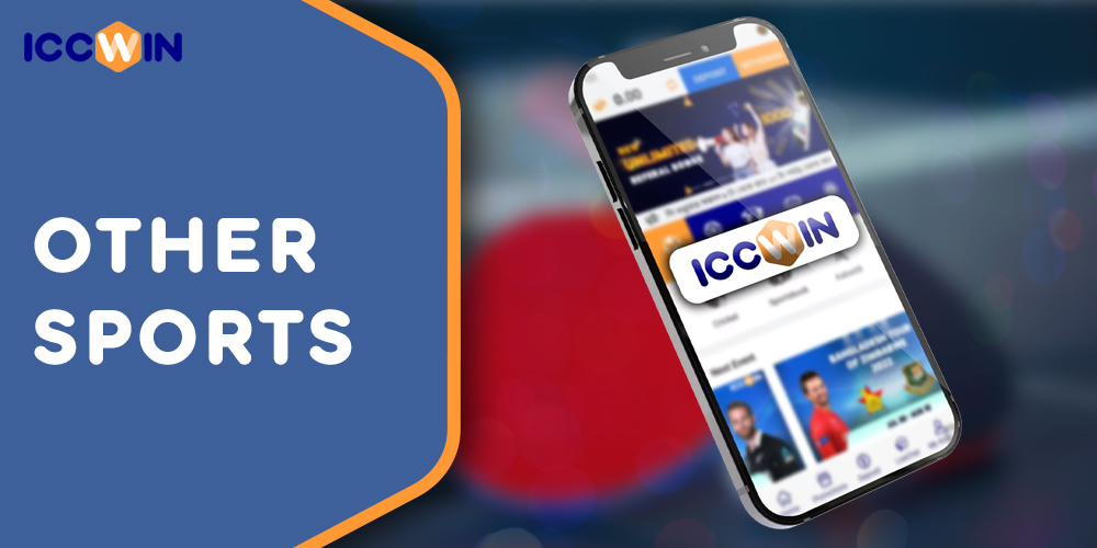 What sports are available for betting on the website and in ICCWIN app