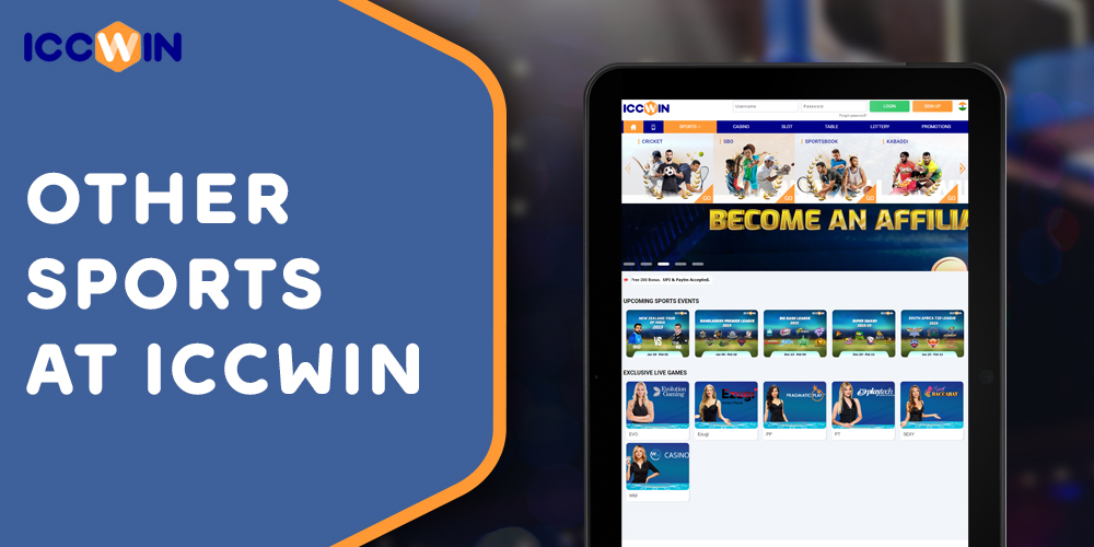 Sports that Indian ICCWIN users can bet on