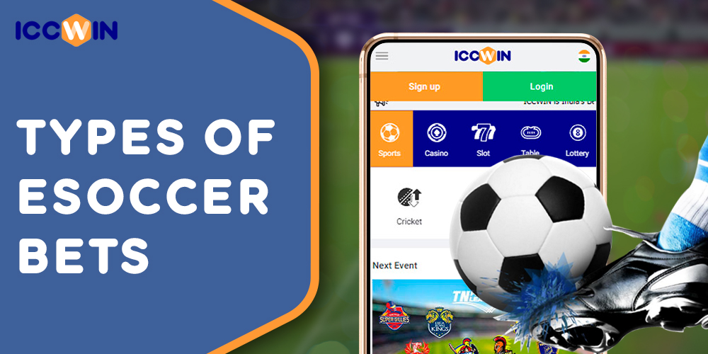 Types of eSoccer Bets available on ICCWIN bookmaker site